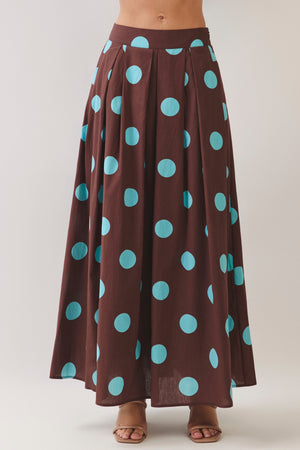 TCEC Women's Skirts Polka Dot Pleated Maxi Skirt