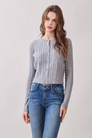TCEC Women's Sweaters Cable Knit Crop Silhouette Button Front Cardigan