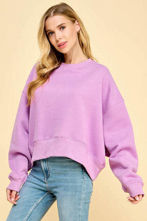 TCEC Women's Sweaters LAVENDER / S Dropped Shoulder Sweatshirt || David's Clothing CT7976