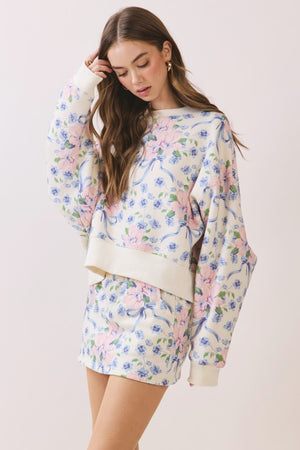 TCEC Women's Top Floral Print Oversized Sweatshirt Top