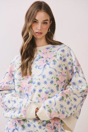 TCEC Women's Top Floral Print Oversized Sweatshirt Top