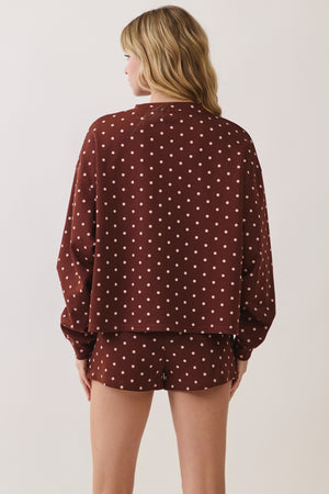 TCEC Women's Top Polka Dot Print Lounge Sweatshirt