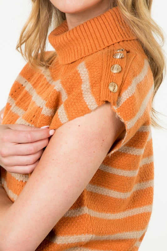 THML Women's Sweaters Turtleneck Stripe Vest || David's Clothing