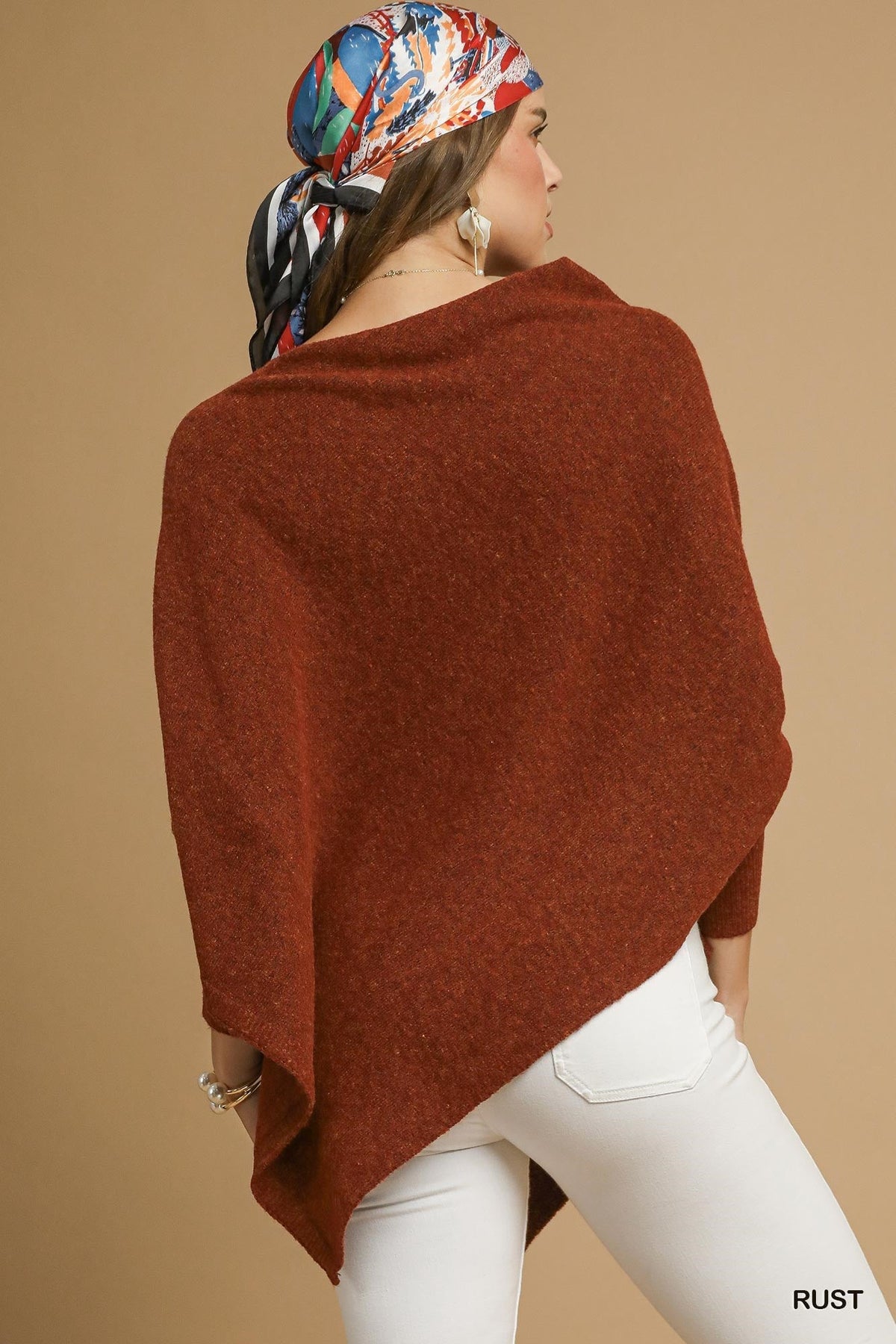 UMGEE USA Women's Sweaters Knit Asymmetrical Poncho Sweater || David's Clothing