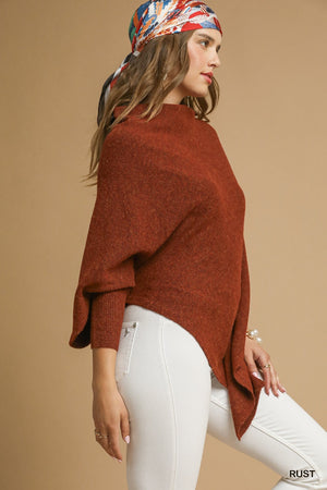 UMGEE USA Women's Sweaters Knit Asymmetrical Poncho Sweater || David's Clothing