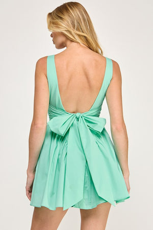 VINTAGE STORE Women's Dresses Poplin Back Ribbon Mini Dress