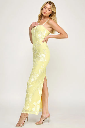 VINTAGE STORE Women's Dresses Sleeveless Mesh Floral Embroidered Maxi Dress