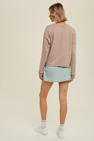 WISHLIST Women's Top French Terry Knit Top With Raw Edge Detail || David's Clothing