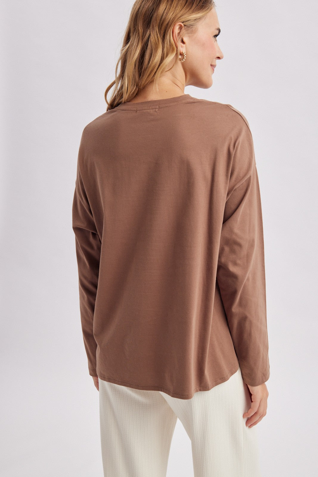 WISHLIST Women's Top Oversized Chest Pocket Long Sleeve Tee