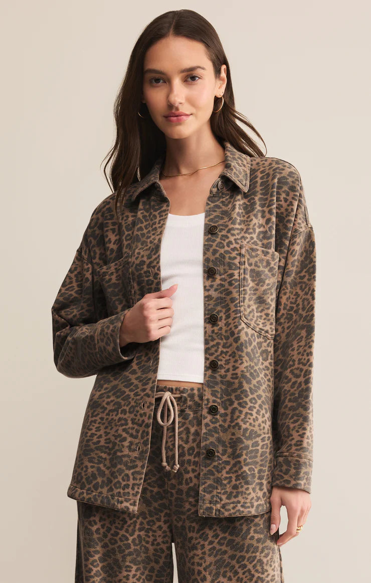 Z SUPPLY Women Jackets DESERT TA / XS Z Supply All Day Knit Leopard Jacket || David's Clothing ZJ253257