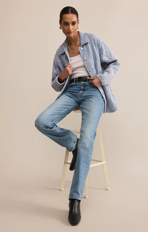 Z SUPPLY Women Jackets Z Supply Boulder Quilted Knit Denim Jacket