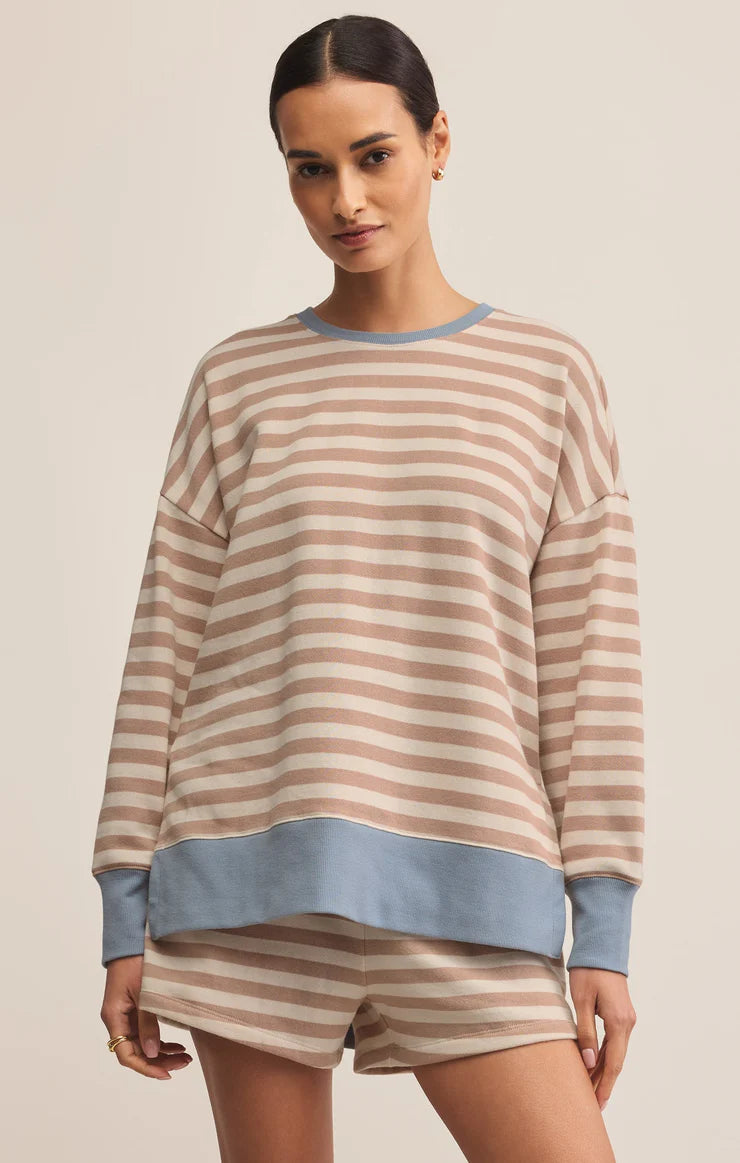 Z SUPPLY Women's Top Z Supply Layer Up Stripe Sweatshirt || David's Clothing