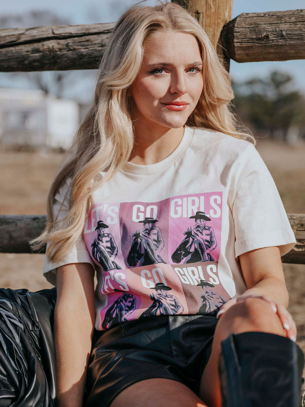 CHARLIE SOUTHERN Women's Tee Charlie Southern Let's Go Girls Pop Art Tee || David's Clothing
