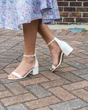 FORTUNE DYNAMIC Women's Sandals WHITE / 5.5 Mini Block Heel || David's Clothing WEEKEND