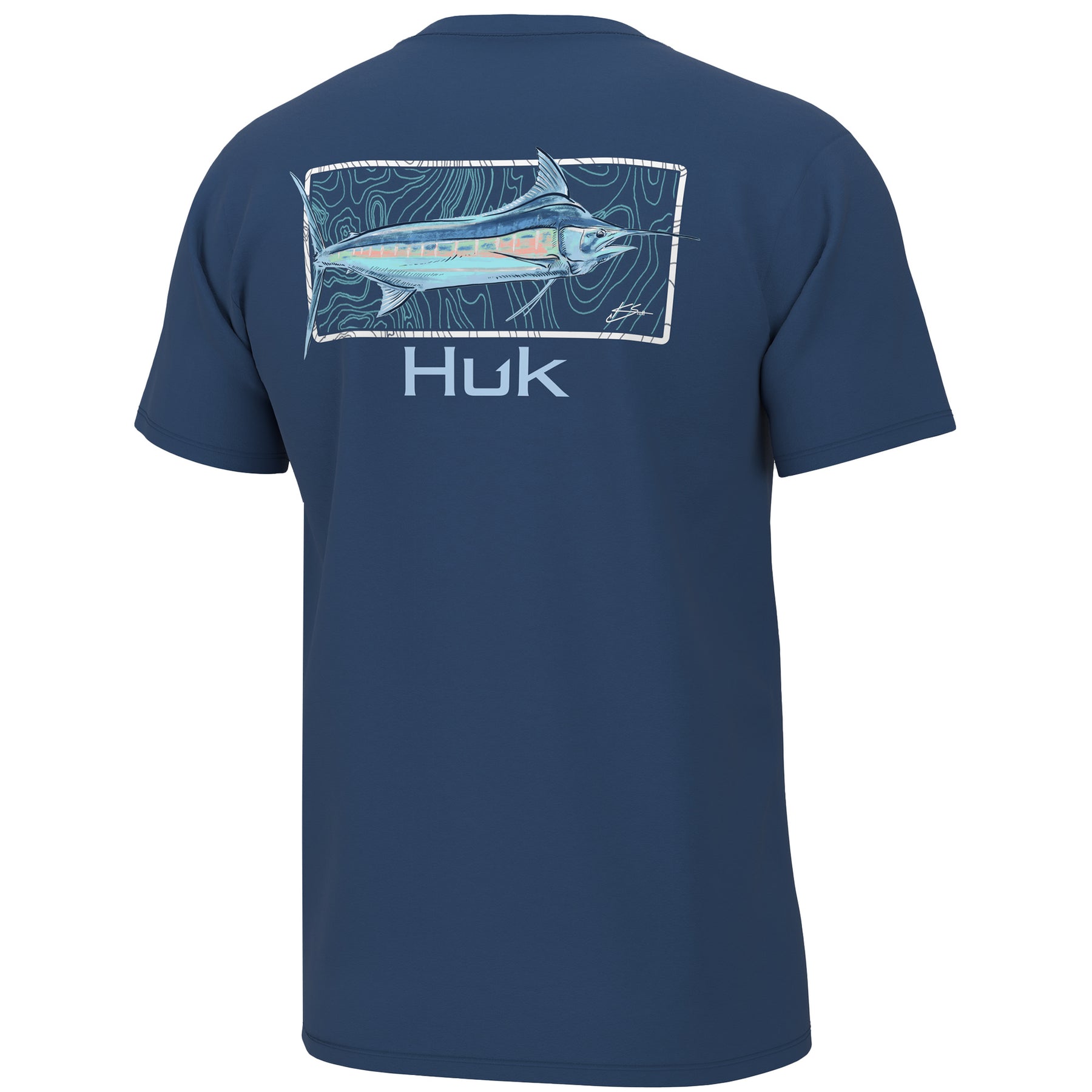 HUK FISHING Men's Tees Huk KC Topo Blue Tee || David's Clothing