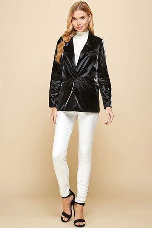 PRETTY FOLLIES Women Jackets Shiny Blazer || David's Clothing