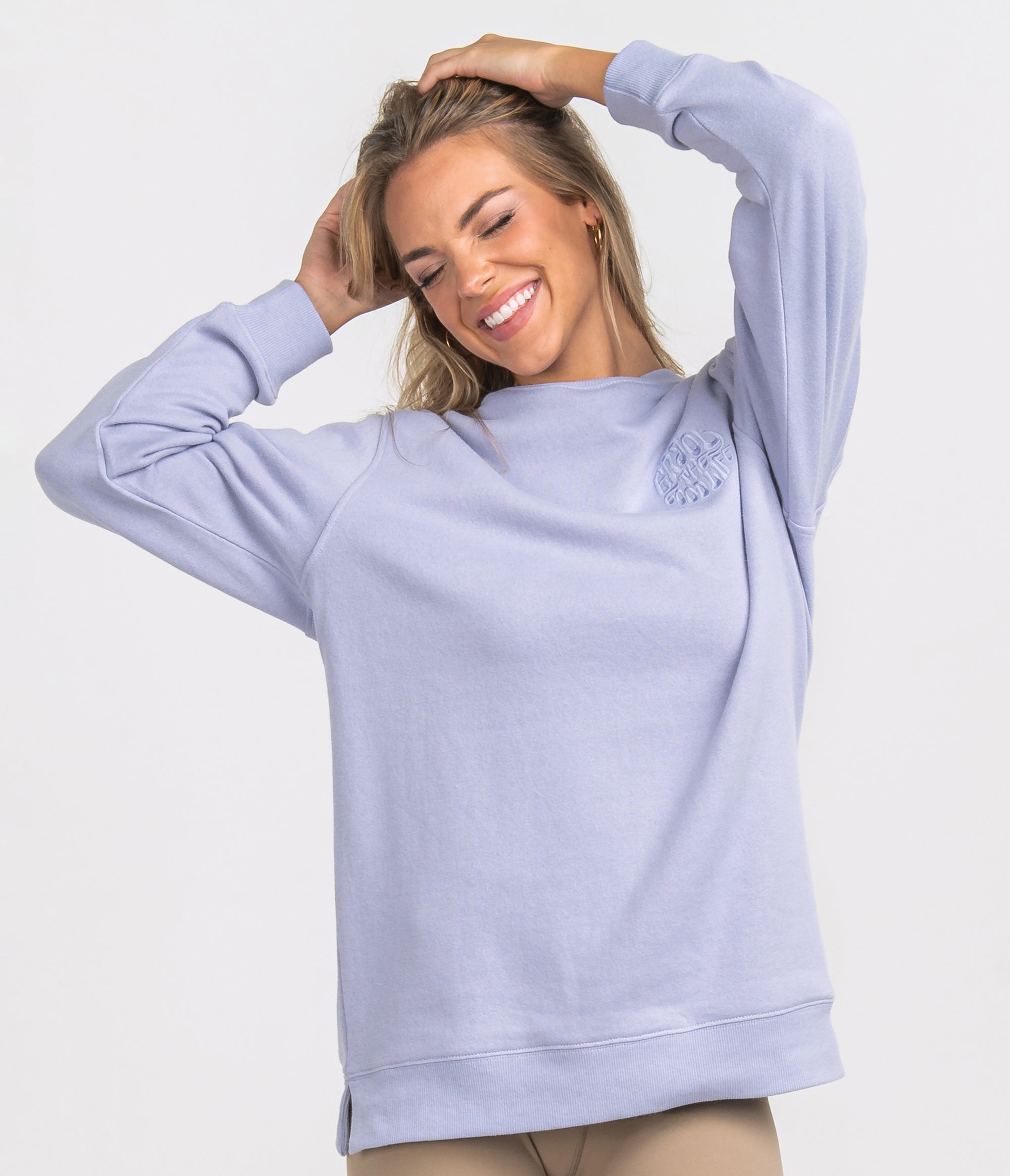 SOUTHERN SHIRT CO. Women's Sweater SWEET LAVENDER / XS Southern Shirt Enjoy The Good Life Sweatshirt || David's Clothing 2C055-1243
