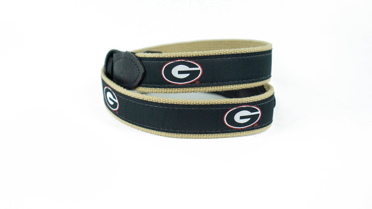 Zeppro Men's Belts Zeppro University of Georgia Ribbon Belt - Black || David's Clothing
