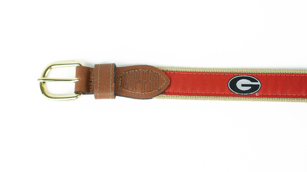 Zeppro Men's Belts Zeppro University of Georgia Ribbon Belt - Red || David's Clothing