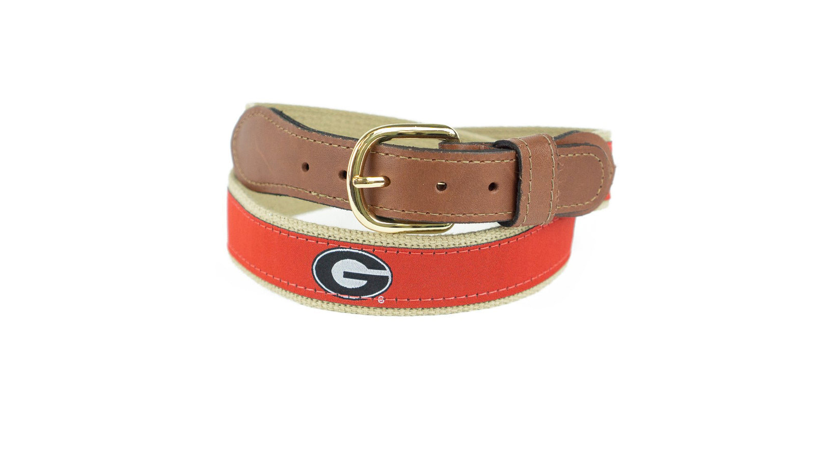 Zeppro Men's Belts Zeppro University of Georgia Ribbon Belt - Red || David's Clothing